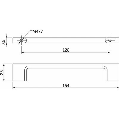 Ручка меб. скоба мет. AK705 128/154 шлифованная сталь, AKS