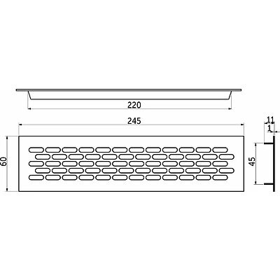 Решетка вентиляционная 245х60мм инокс алюминий